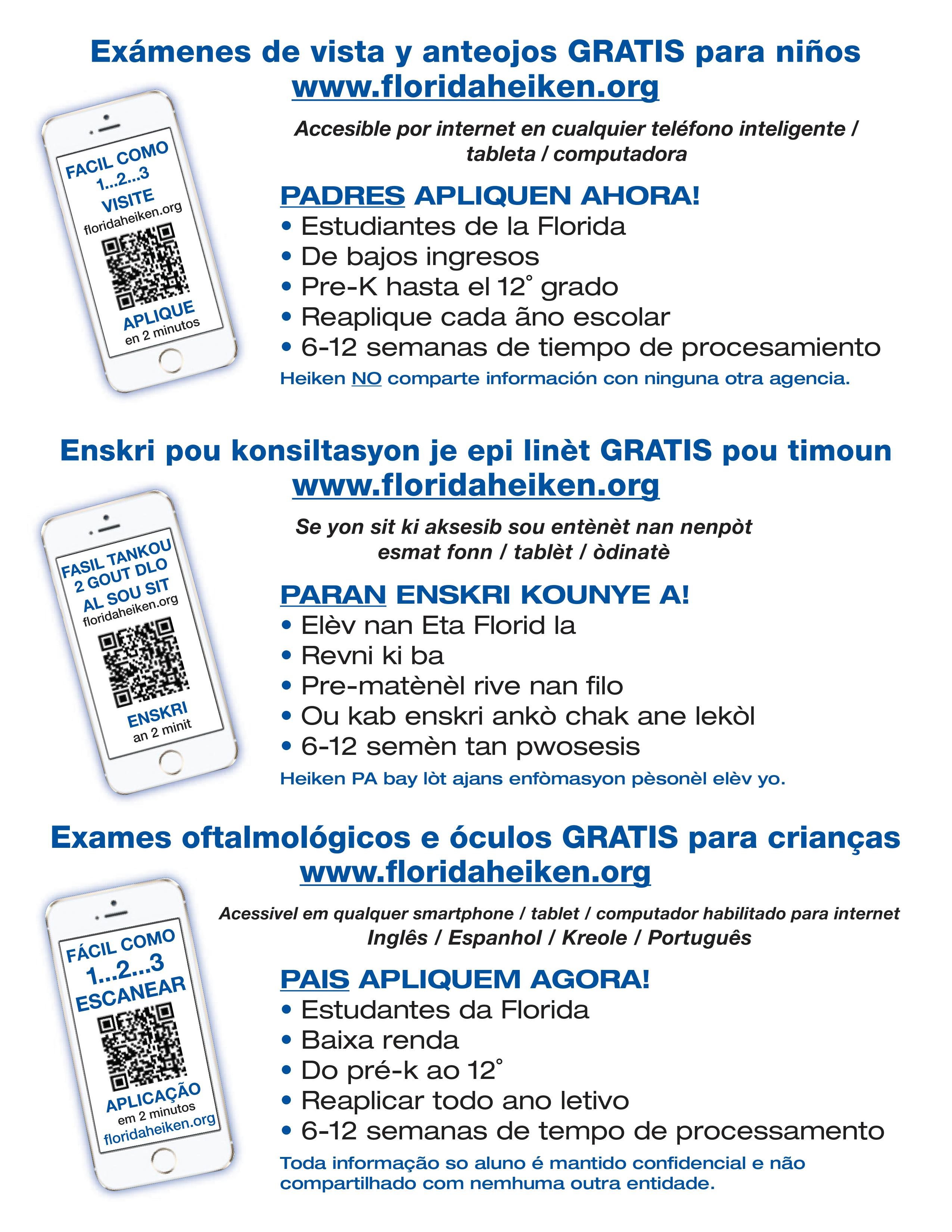 No Cost Eye Exams & Glasses for Children Multiple Languages 